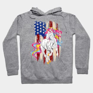 Americorn Patriotic Unicorn America Stars Flag Premium Hoodie